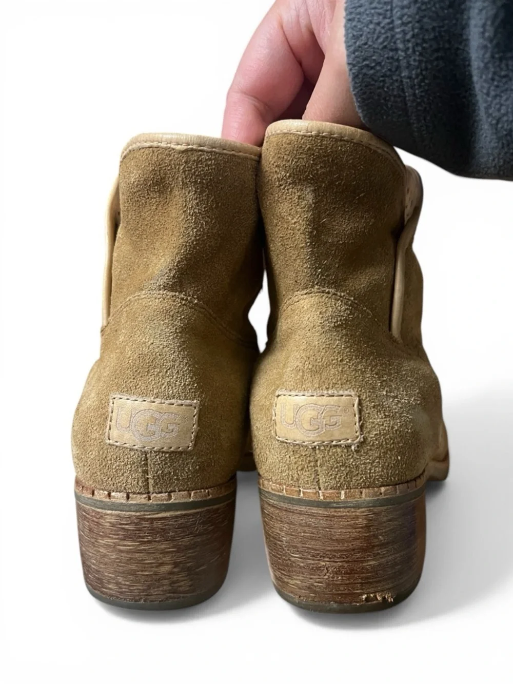 Ugg Suede Shearling Chestnut Ankle Boots 7 Comfort Minimalist Western Boho Chic